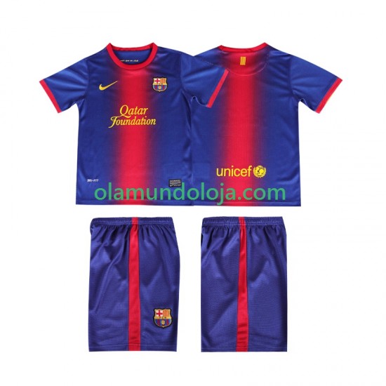 Camisola FC Barcelona 2012 2013 Retro Criança Equipamento Primeiro Manga Curta